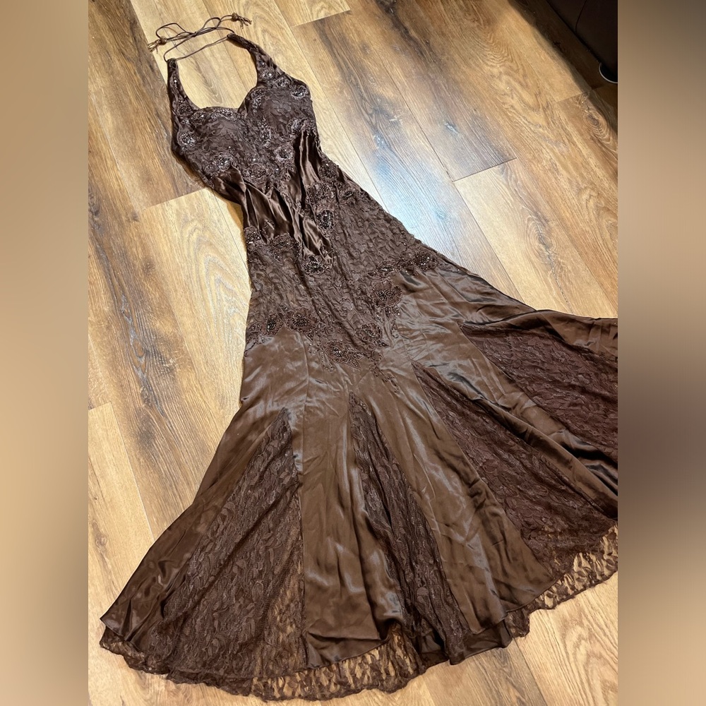 Vintage 90’s 100% Silk Beaded Dress Vintage Beaded Dress Lace Dress Silk Prom - Picture 3 of 17